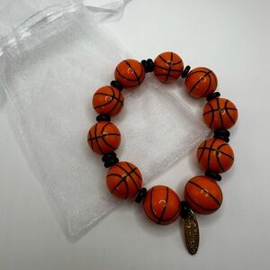 PLUNDER Orange Basketball Stretch Casual Fun Bracelet OSFM